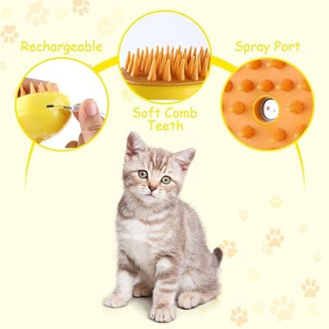 Cepillo De Vapor Para Perros y Gatos 3 En 1, Masaje Para Mascotas