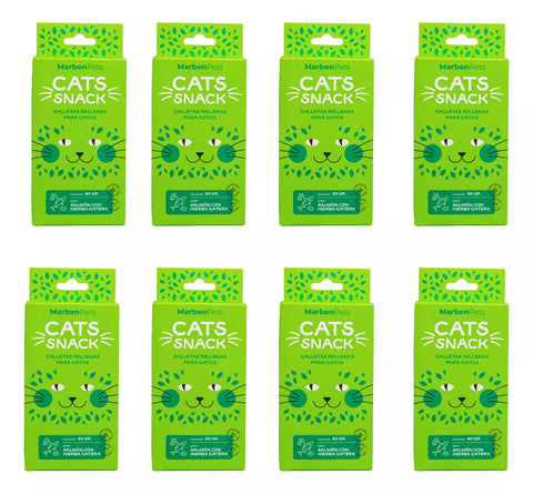 Pack 8 Cats Snack Rellenas Salmón Con Hierba Gatera