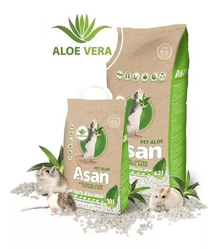 Sustrato Asan Pet Aloe Eco Higiénico Pequeñas Mascotas 42l