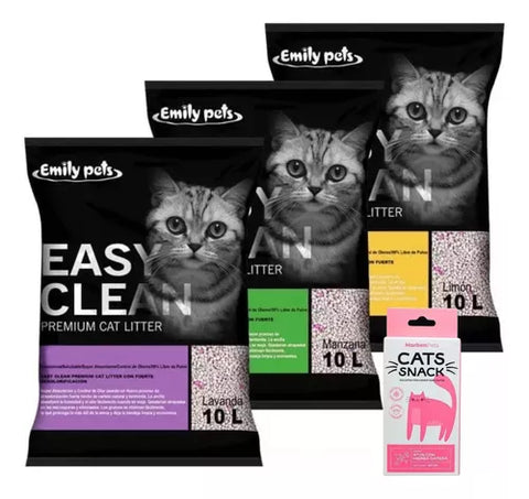 Pack diferentes aromas de Arenas Easy Clean 20kg + Snack Gratis