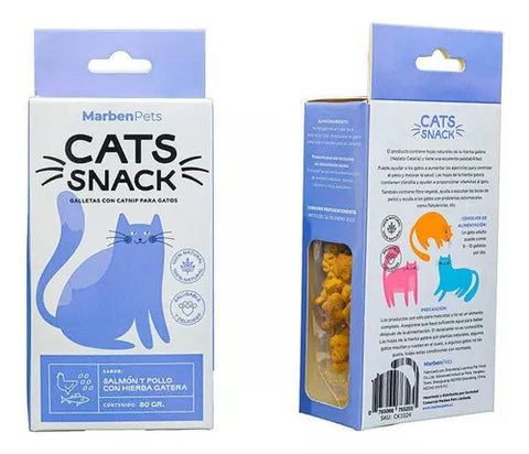 Galleta Cats Snack Salmón Y Pollo Con Hierba Gatera 80gr