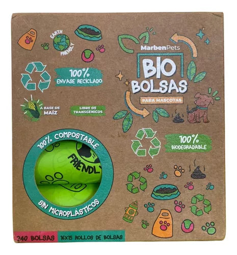 Biobolsas Compostable Excremento De Mascota 16 Rollos
