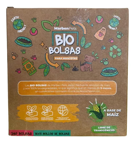 Biobolsas Compostable Excremento De Mascota 16 Rollos