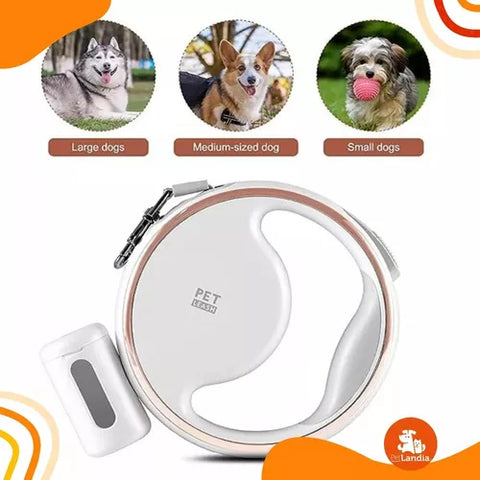 Correa Retráctil Con Luz Led Para Mascotas Recargable