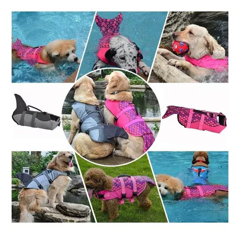 Flotador Para Mascotas Diseño De Sirena Y Tiburón