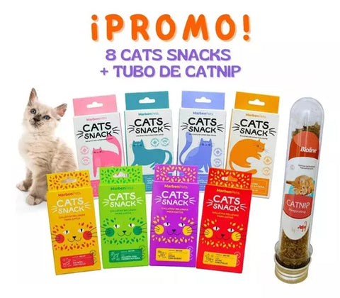 Pack 8 Galletas Catsnack + Tubito De Catnip Para Gato