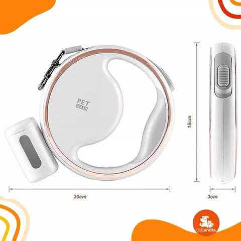Correa Retráctil Con Luz Led Para Mascotas Recargable