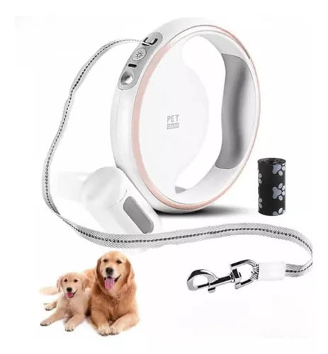 Correa Retráctil Con Luz Led Para Mascotas Recargable