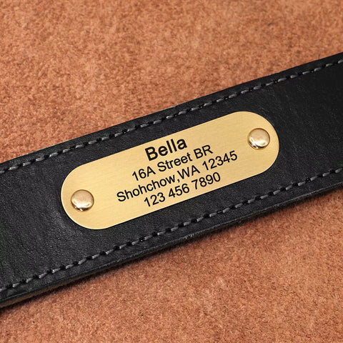 Collar De Cuero Para Perro Con Placa Personalizable
