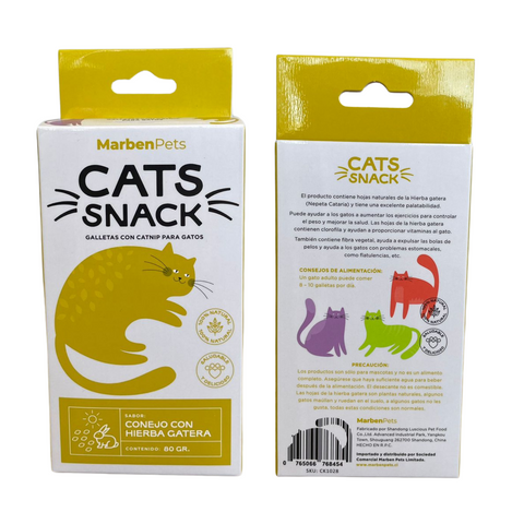 Nueva Galleta Cats Snack Catnip Conejo con Hierba Gatera 80gr