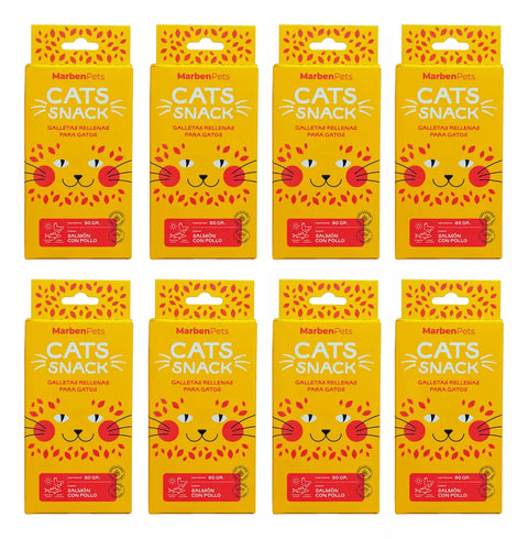 Pack 8 Cats Snack Rellenas Salmón Con Pollo Para Gatos