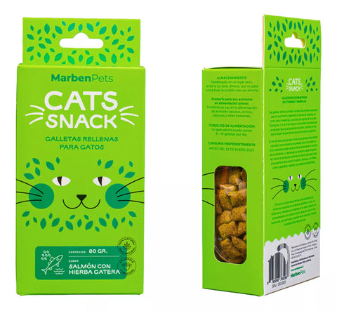 Pack 8 Cats Snack Rellenas Salmón Con Hierba Gatera