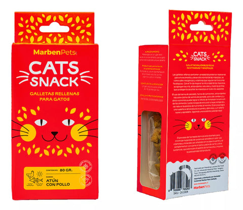 Pack 8 Cats Snack Rellenas Atún Con Pollo Para Gatos