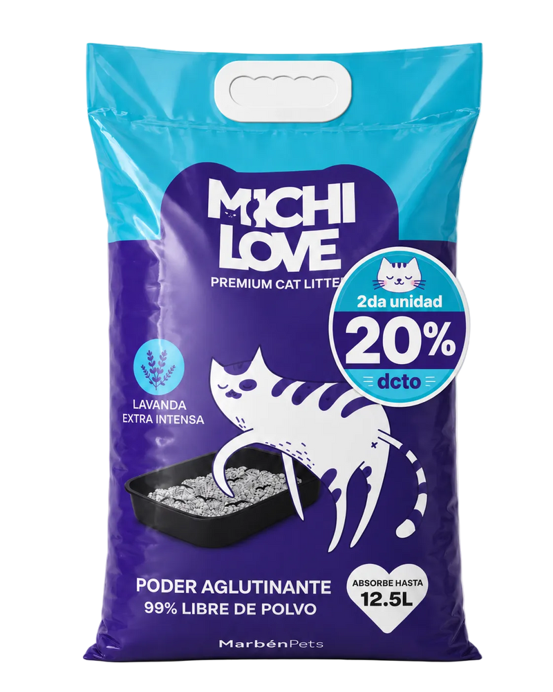 Arena Sanitaria Michi Love Lavanda Extra Intensa 10 kg. SÓLO RETIRO EN TIENDA
