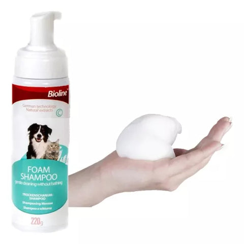 Shampoo De Espuma Seca Bioline Perro O Gato Mascota 220g