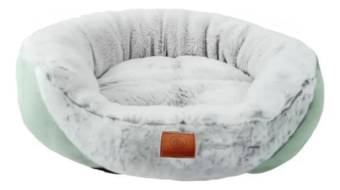 Cama acolchada verde para perros y gatos