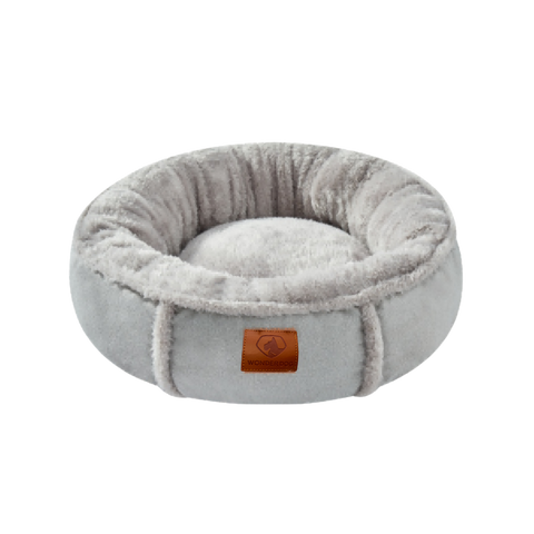 Cama circular gris para perros y gatos