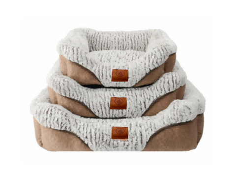Cama acolchada café para perros y gatos