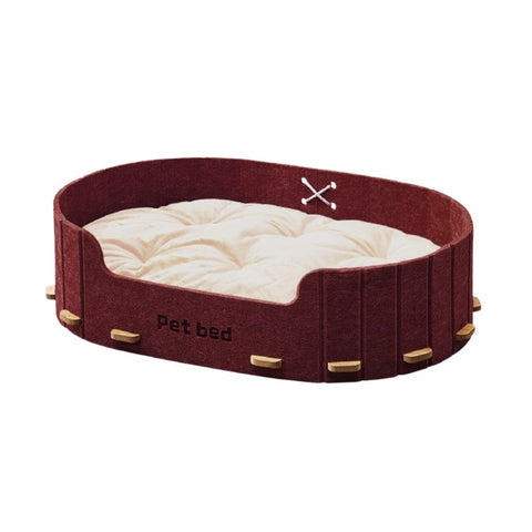 Cama Roja de Fieltro para Perros
