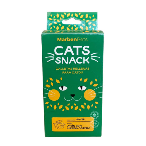 Nueva Galleta Cats Snack Rellenas Sabor Atún con Hierba Gatera 80 Gr