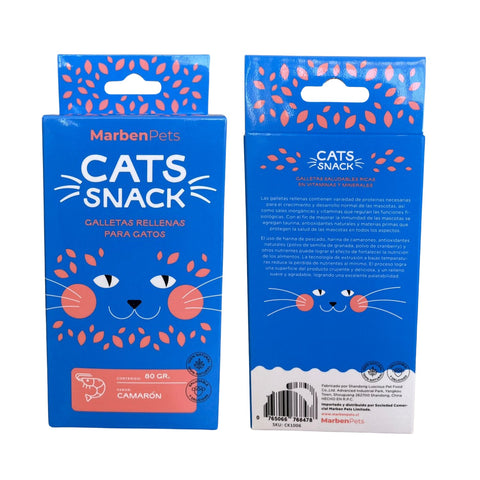 Nueva Galleta Cats Snack Rellenas Sabor Camarón 80 Gr