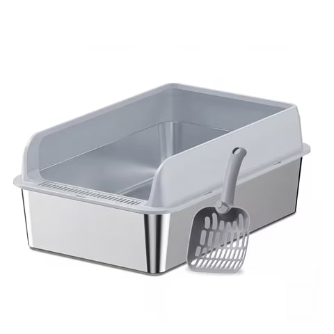 Arenero para Gatos de Acero Inoxidable con Pala