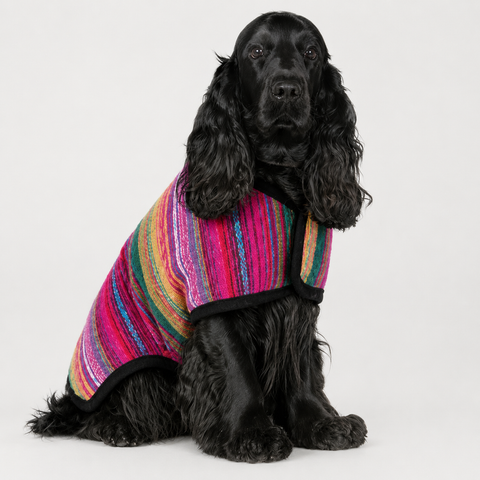 Poncho Boho Andino Rosado para Perros
