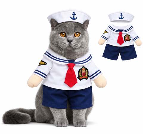 Traje de Marinero para Mascota con Gorro