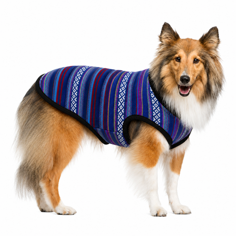 Poncho Boho Andino Azul para Perros