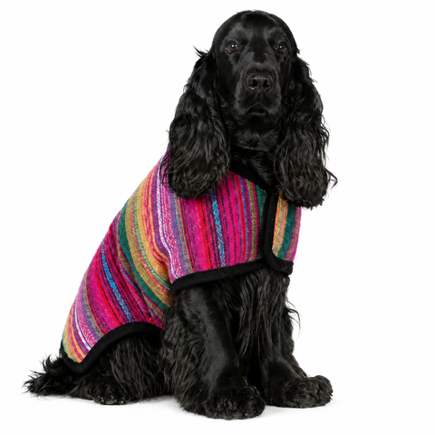 Poncho Boho Andino Rosado para Perros